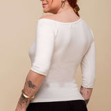 Blusa de Viscose Premium Manga 3/4 - Off White - Uhnika