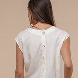 Blusa de Linho com Botões - Off White - Uhnika
