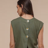 Blusa de Linho com Botões - Off White - Uhnika
