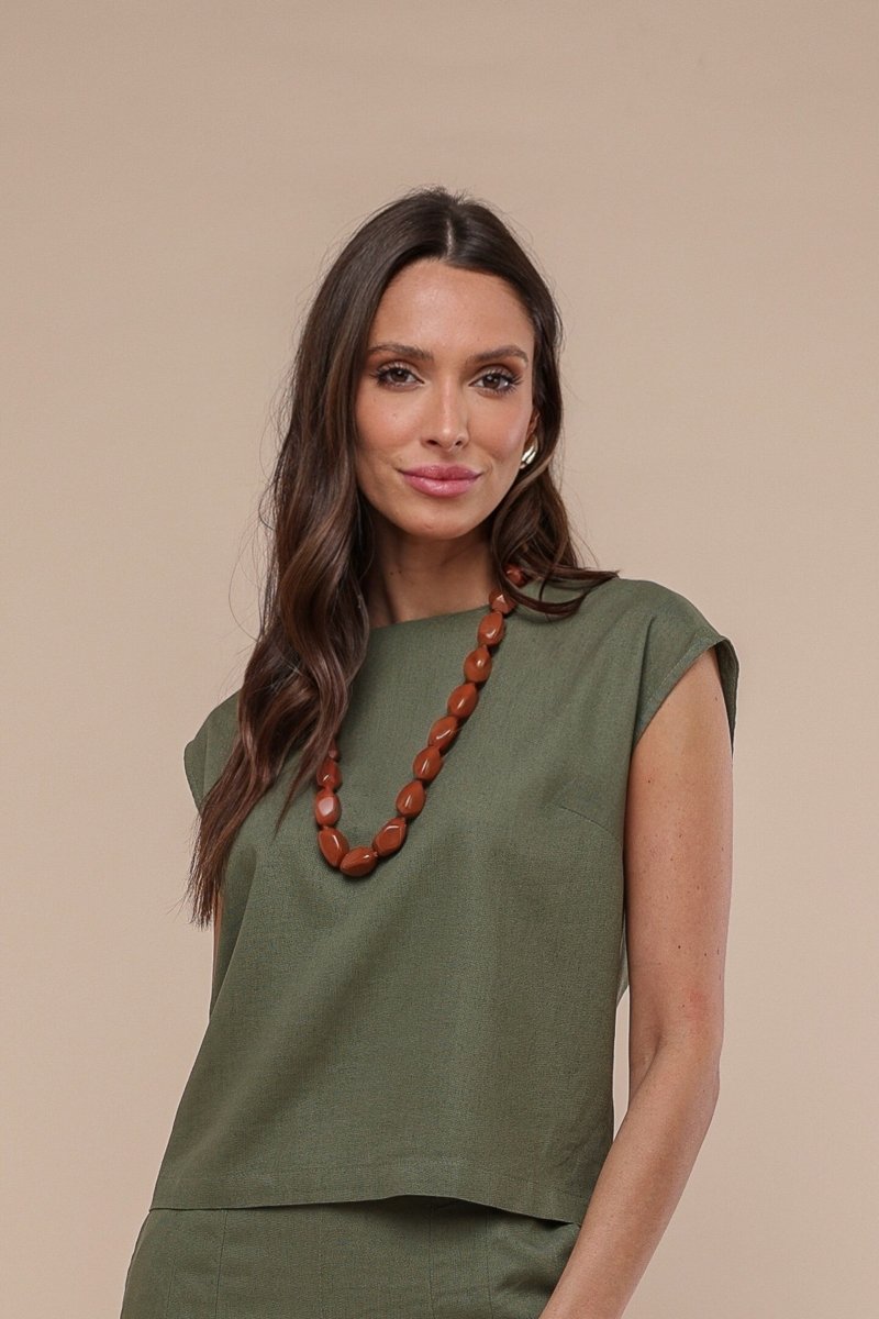Blusa de Linho com Botões - Off White - Uhnika