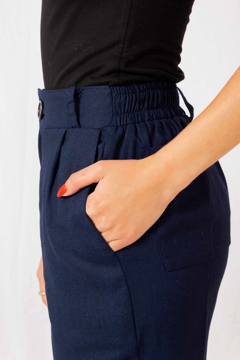 Calça Reta Alfaiataria Feminina - Azul Marinho - Uhnika