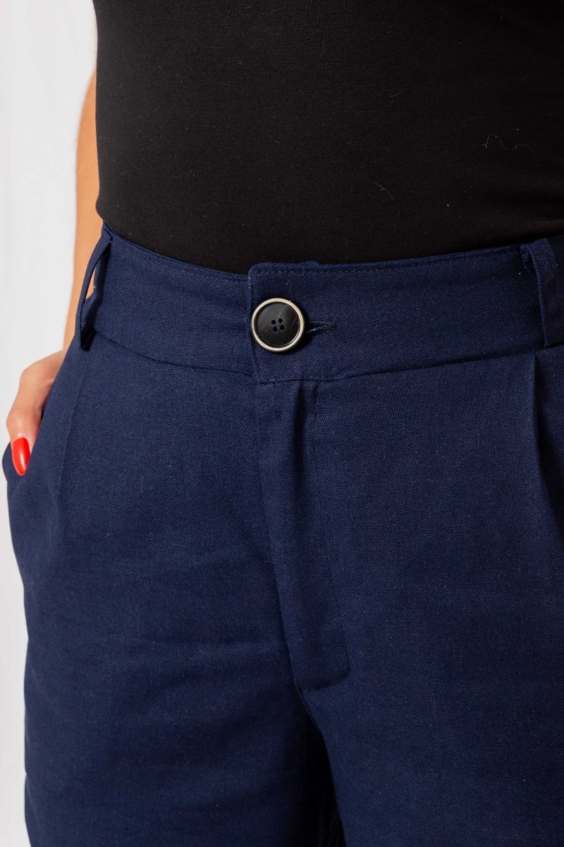Calça Reta Alfaiataria Feminina - Azul Marinho - Uhnika