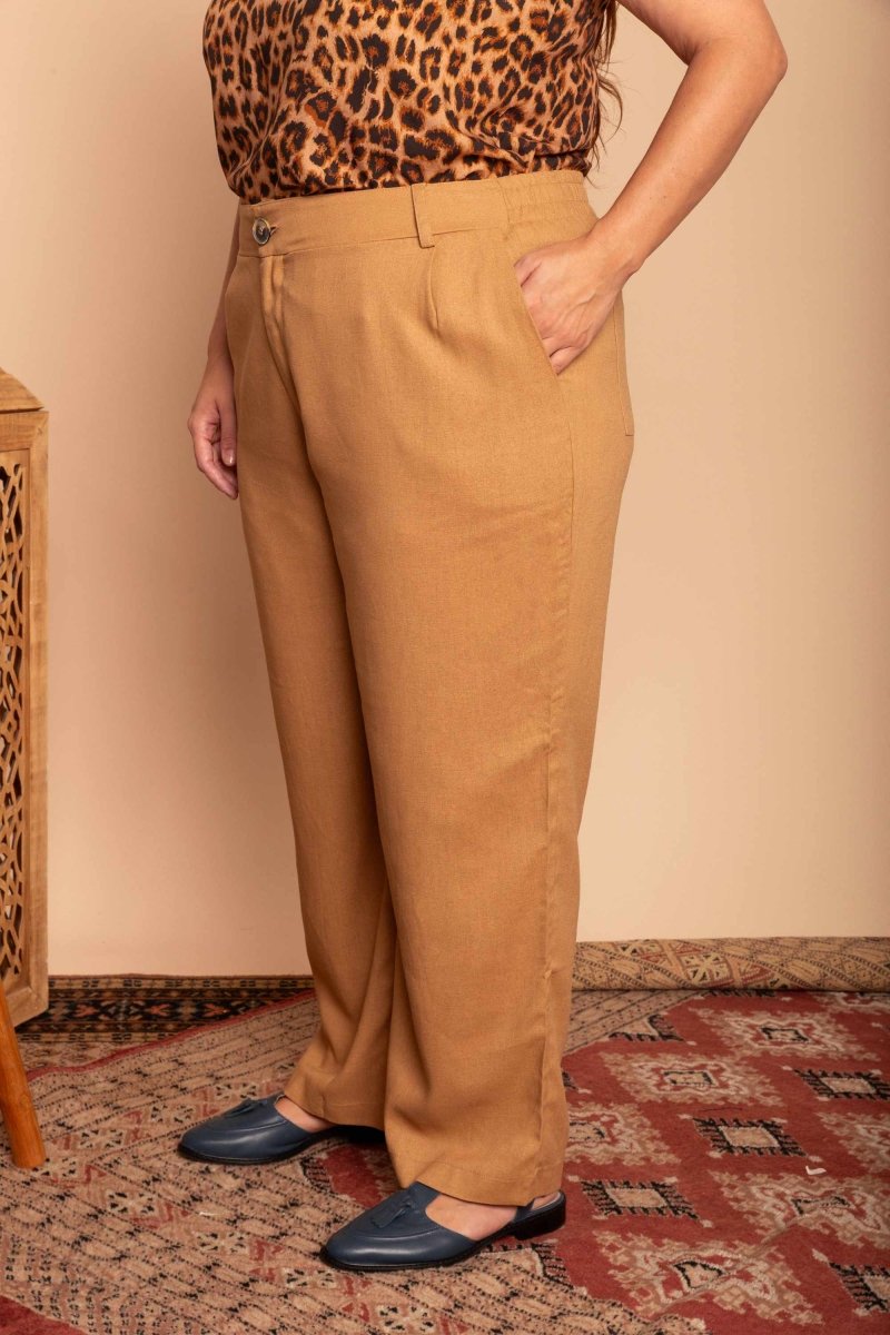 Calça Reta Alfaiataria Feminina - Capuccino - Uhnika