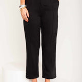Calça Alfaiataria de Viscose com Friso Frontal - Preto - Uhnika