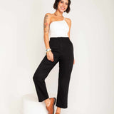 Calça Alfaiataria de Viscose com Friso Frontal - Preto - Uhnika