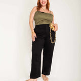Calça Alfaiataria de Viscose com Friso Frontal - Preto - Uhnika