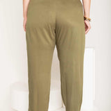 Calça Alfaiataria de Viscose com Friso Frontal - Verde - Uhnika