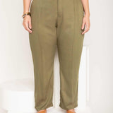 Calça Alfaiataria de Viscose com Friso Frontal - Verde - Uhnika