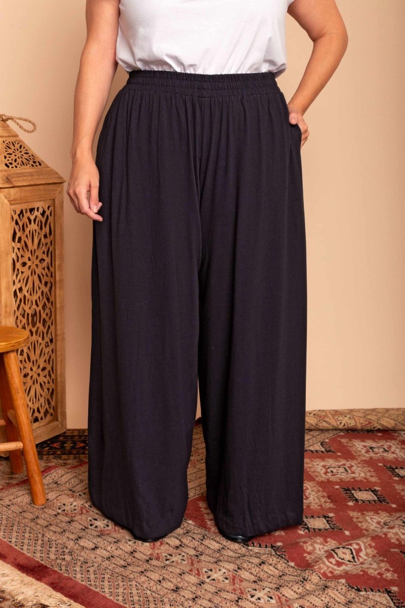 Calça Pantalona de Malha - Azul Marinho - Uhnika