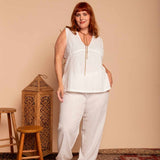 Calça de Algodão Nômade - Off White - Uhnika