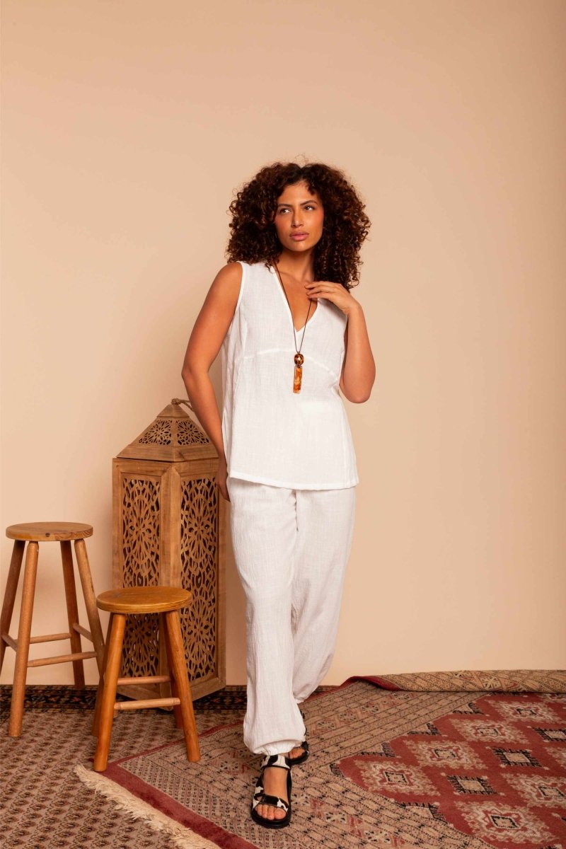 Calça de Algodão Nômade - Off White - Uhnika