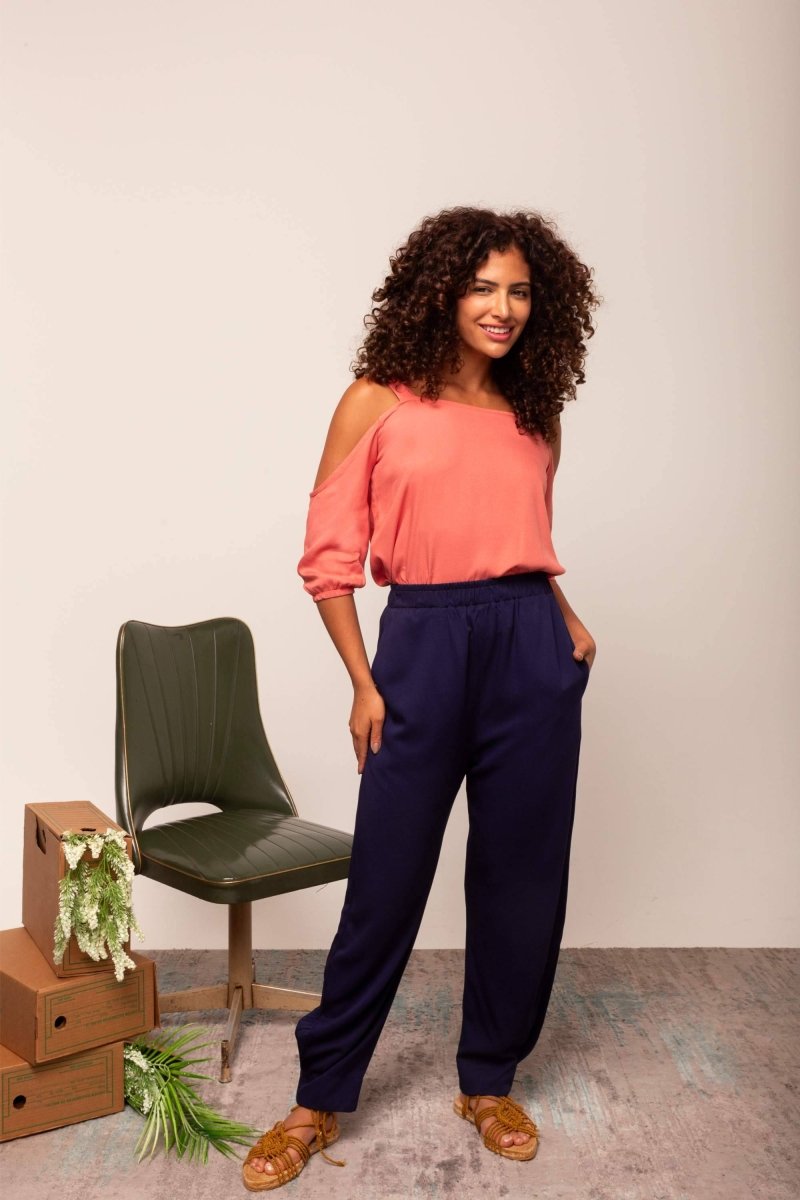 Calça de Viscose Jasmine - Azul Marinho - Uhnika