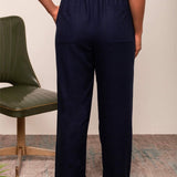 Calça Reta de Linho com Bolso