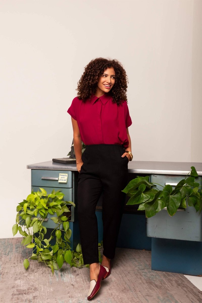 Calça Skinny de Linho - Preto - Uhnika