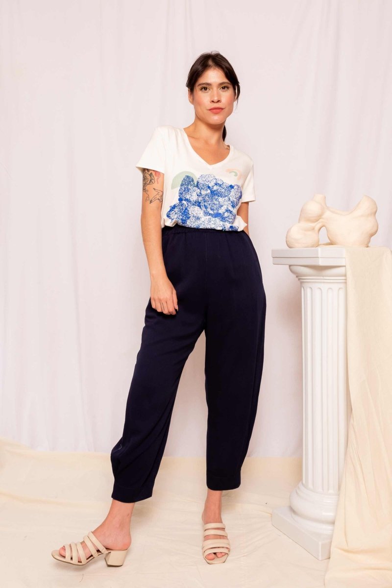 Calça de Viscose Jasmine - Azul Marinho - Uhnika