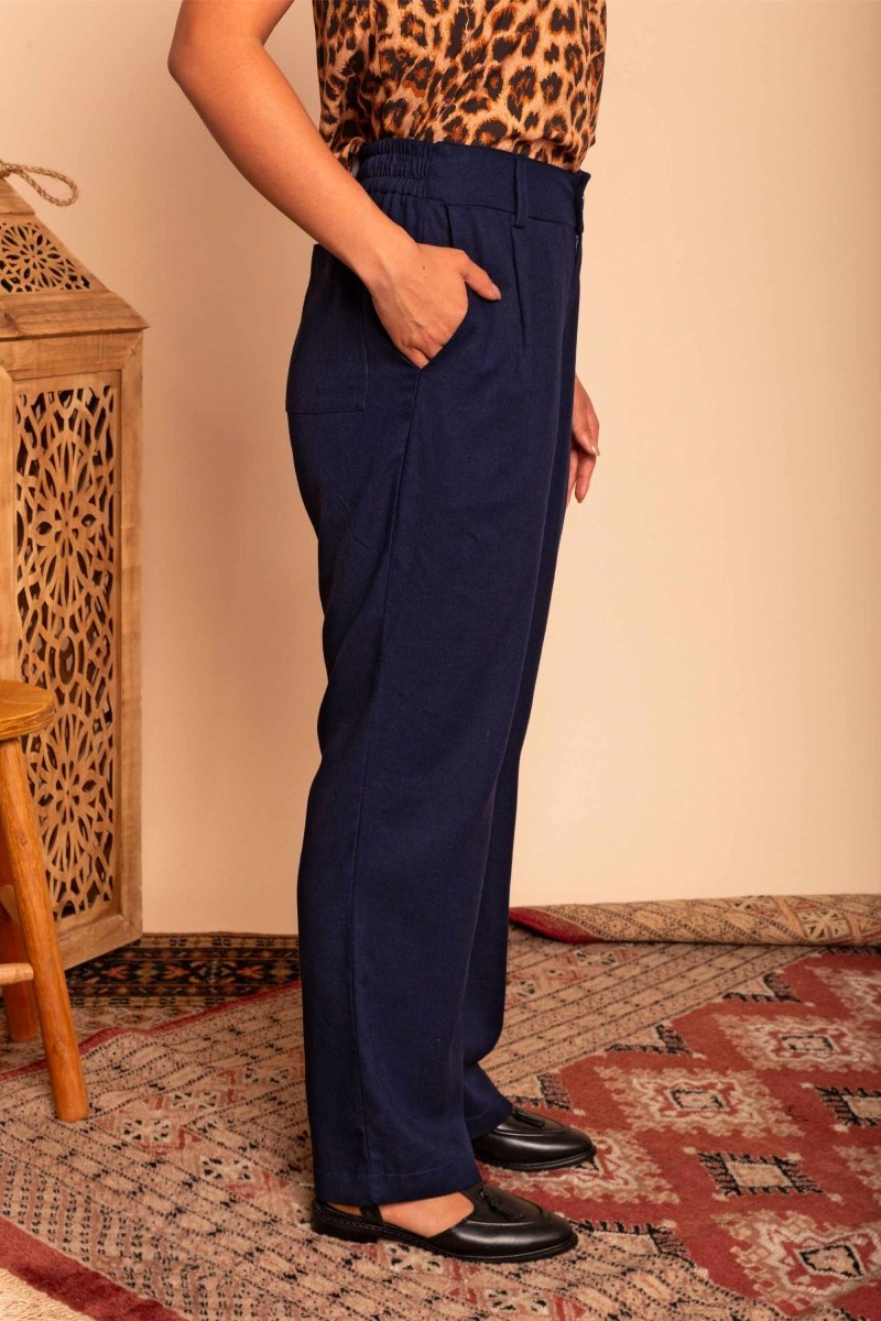 Calça Reta Alfaiataria Feminina - Azul Marinho - Uhnika