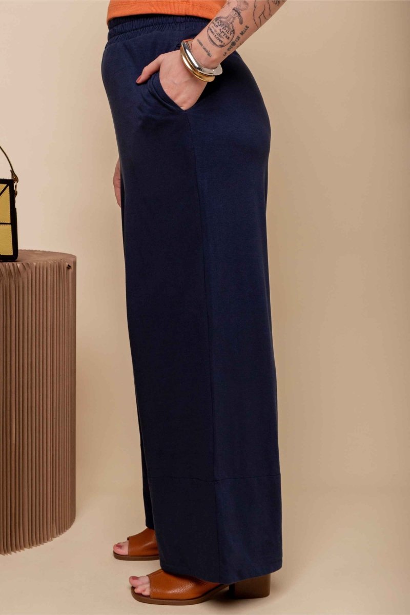 Calça Pantalona Barra Larga - Azul Marinho - Uhnika