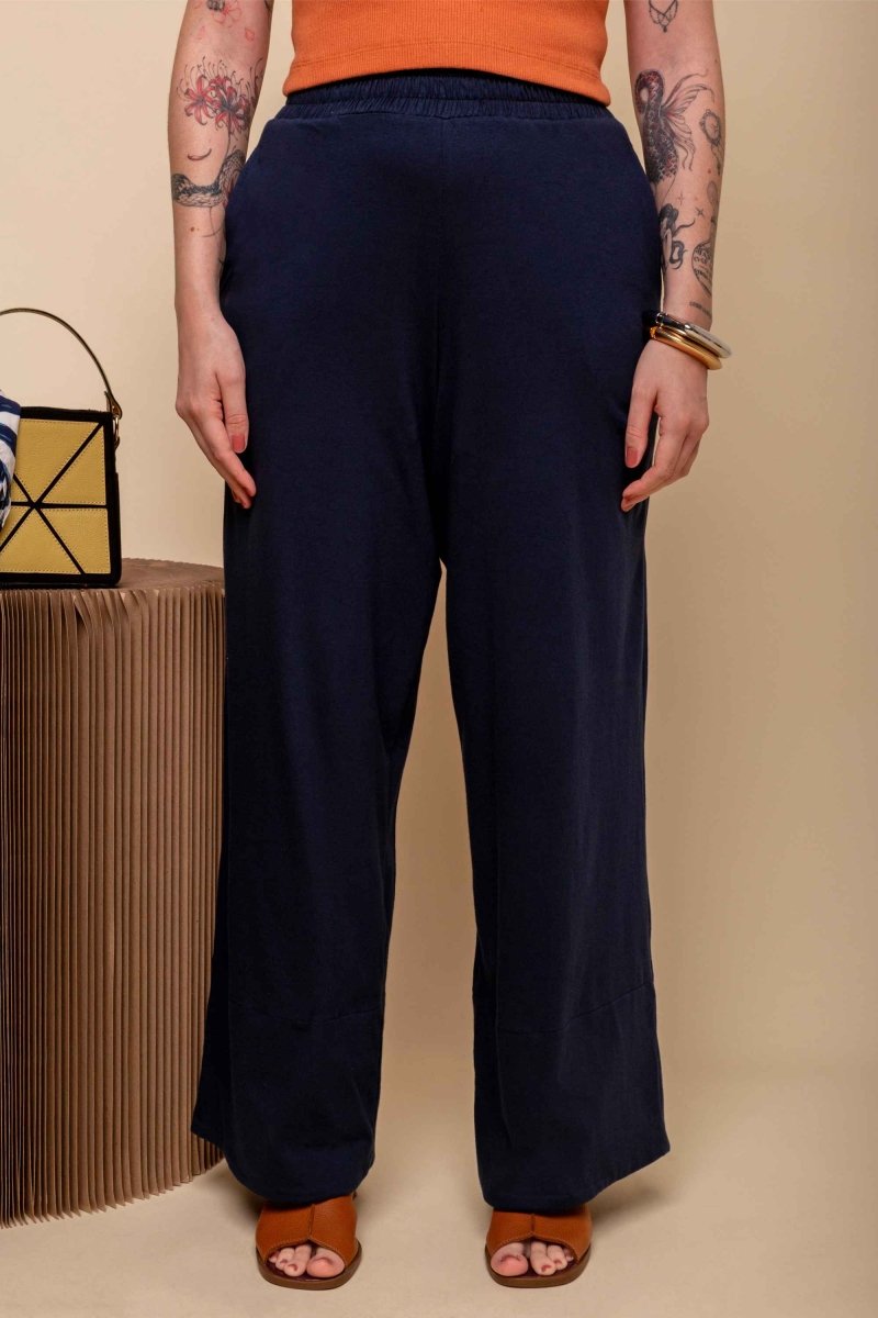Calça Pantalona Barra Larga - Azul Marinho - Uhnika
