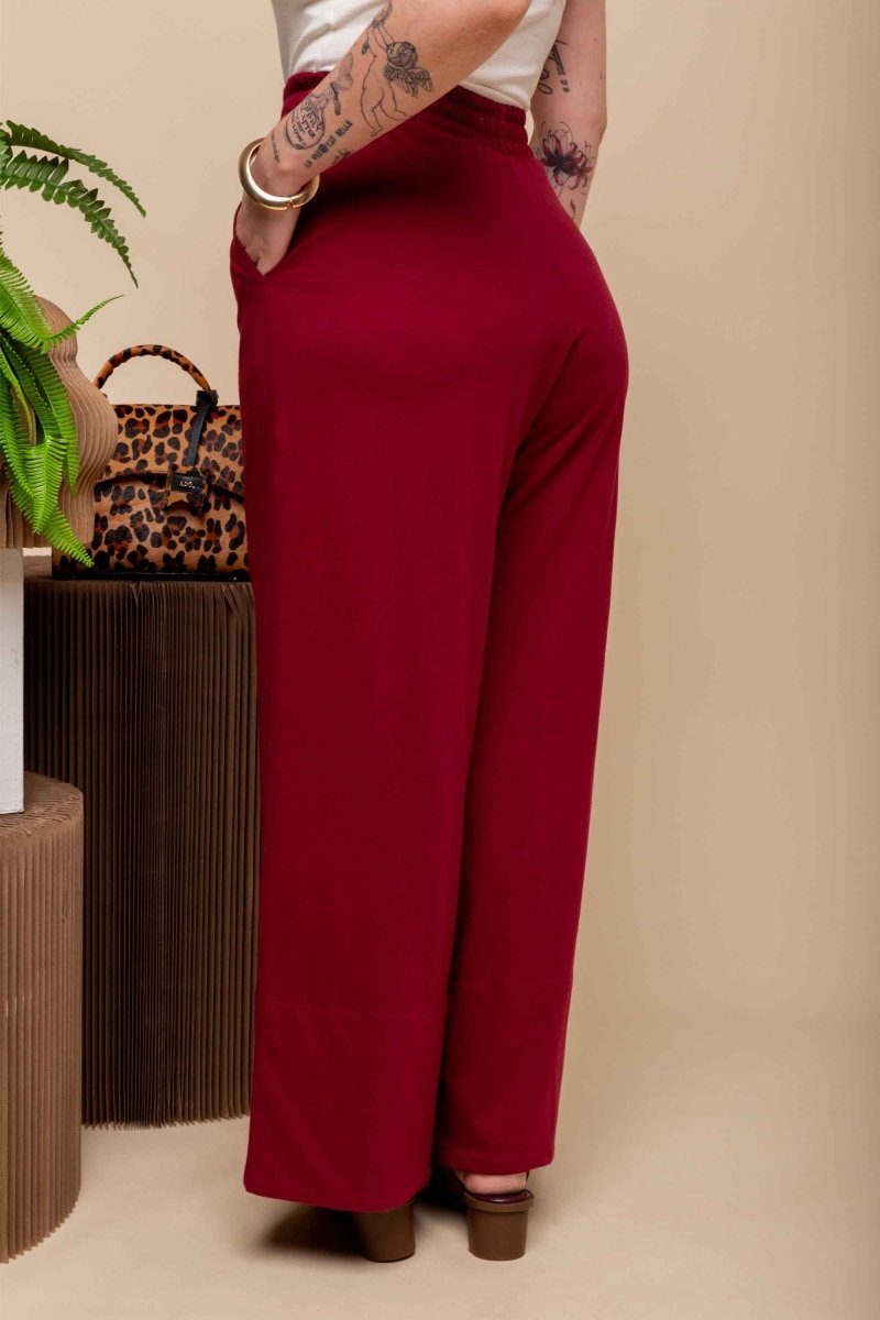 Calça Pantalona Barra Larga - Marsala - Uhnika