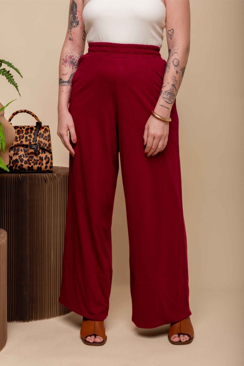 Calça Pantalona Barra Larga - Marsala - Uhnika