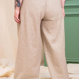 Calça Pantalona de Linho Feminina