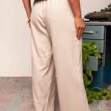 Calça Pantalona de Linho Feminina