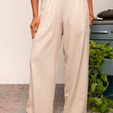 Calça Pantalona de Linho Feminina