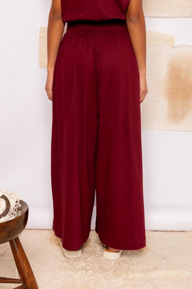 Calça Pantalona de Malha - Bordô - Uhnika