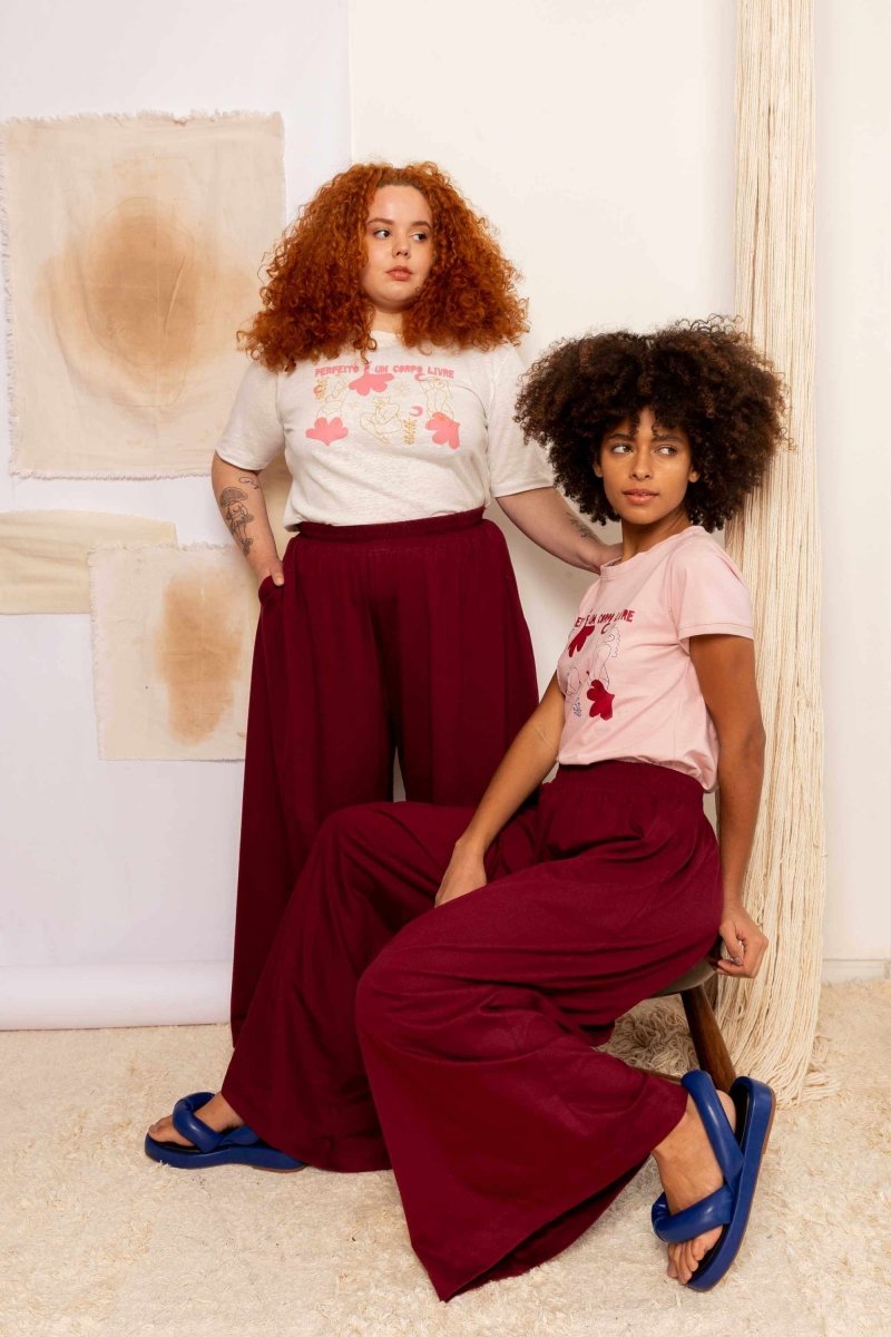 Calça Pantalona de Malha - Bordô - Uhnika