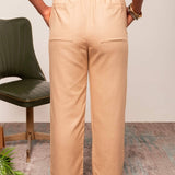 Calça Reta de Linho com Bolso