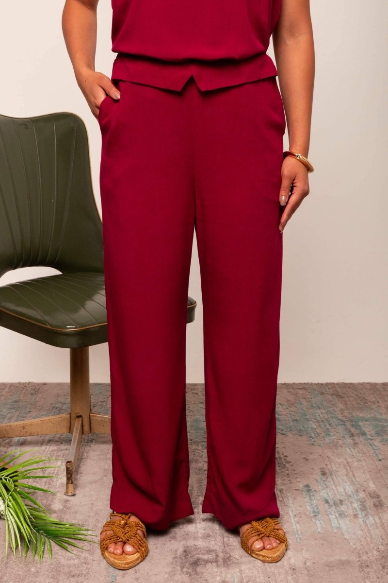 Calça Reta Office Cós em V - Marsala - Uhnika