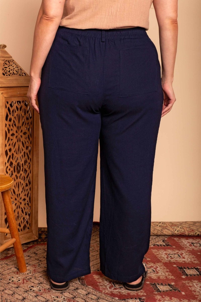 Calça Reta Alfaiataria Feminina - Azul Marinho - Uhnika
