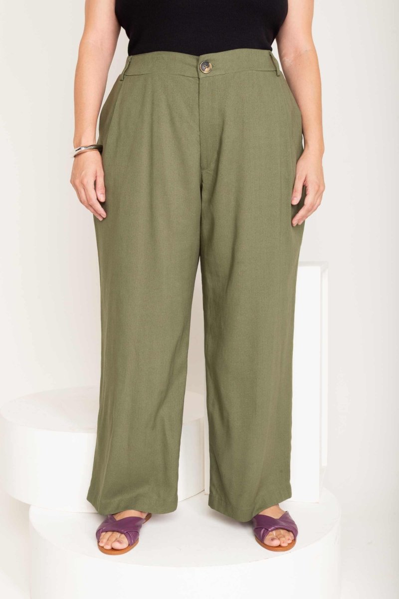 Calça Reta Alfaiataria Feminina - Verde - Uhnika