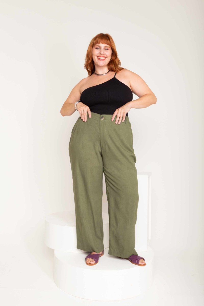 Calça Reta Alfaiataria Feminina - Verde - Uhnika