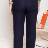 Calça Reta de Linho com Bolso