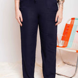 Calça Reta de Linho com Bolso