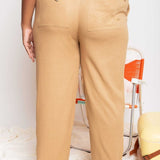 Calça Reta de Linho com Bolso