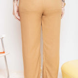 Calça Reta de Linho com Bolso