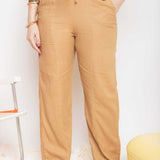 Calça Reta de Linho com Bolso