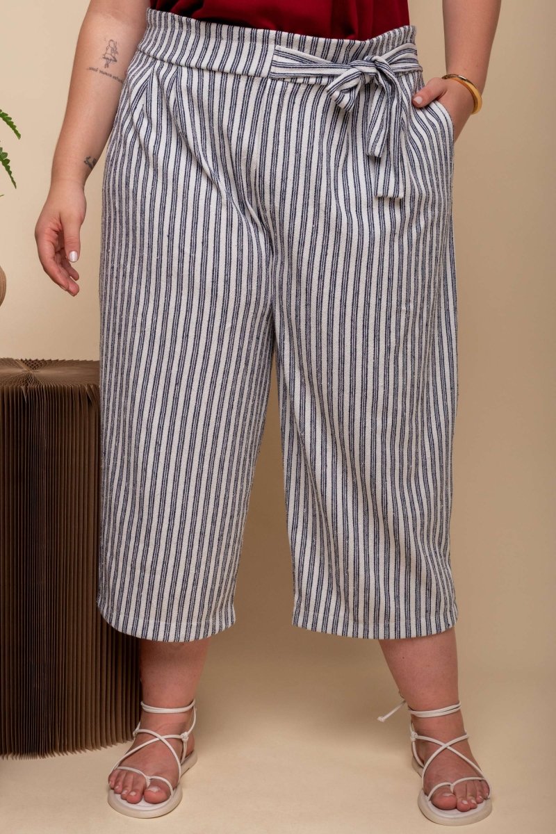 Calça Reta Moletinho - Azul Listrado - Uhnika