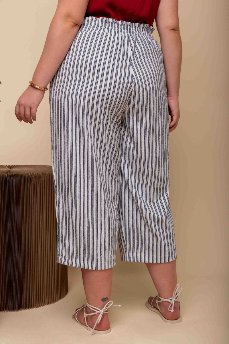 Calça Reta Moletinho - Azul Listrado - Uhnika