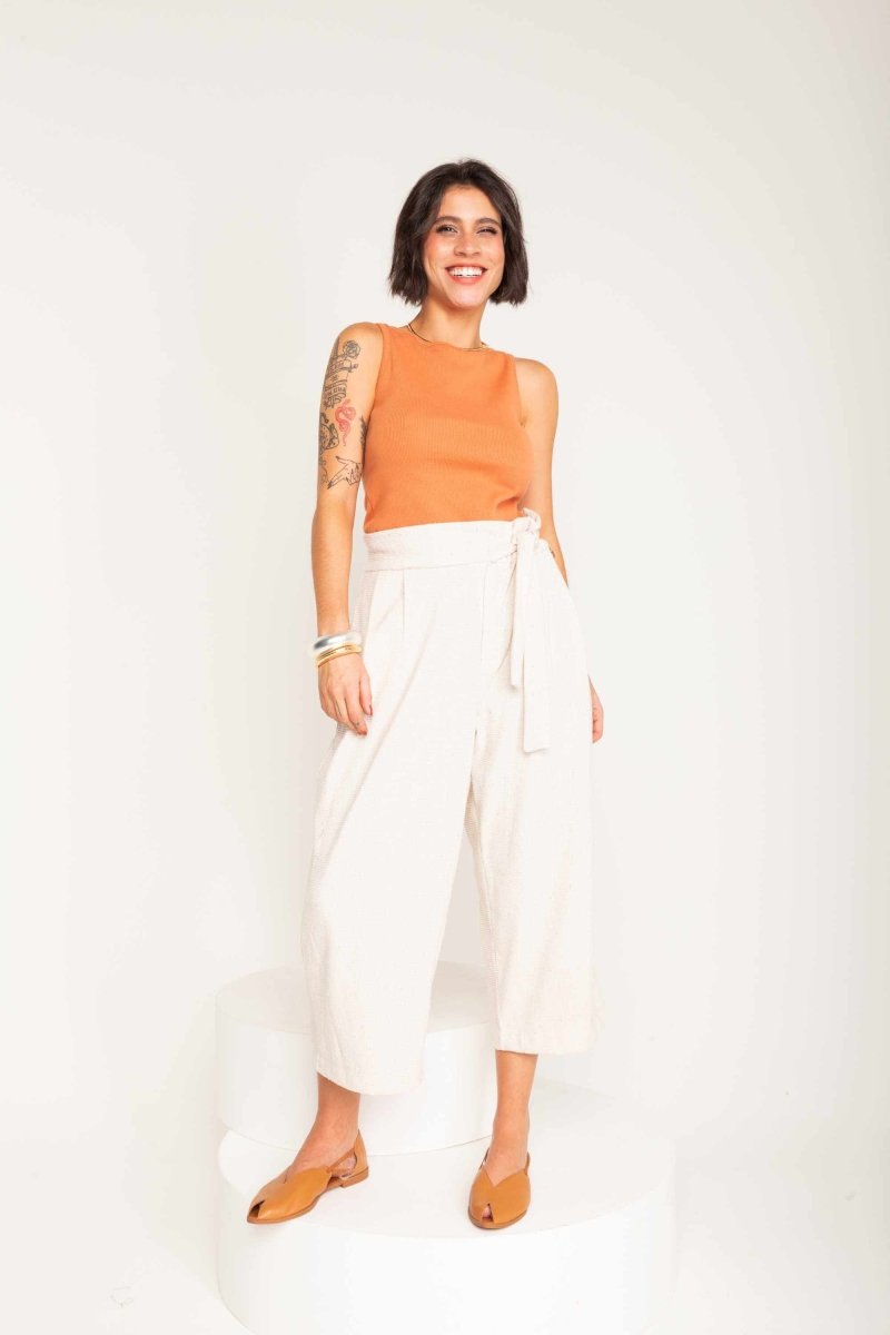 Calça Reta Moletinho - Off White - Uhnika