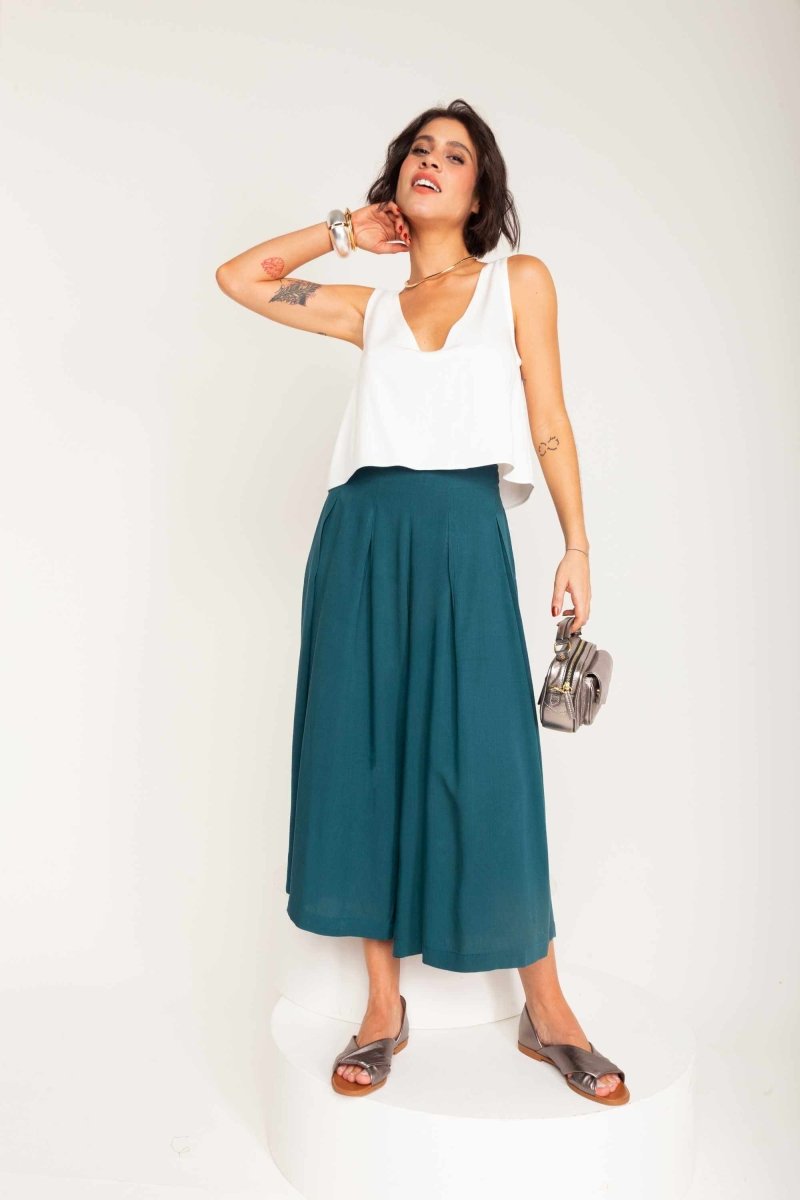 Calça Saia Alfaiataria - Verde - Uhnika