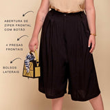 Calça Saia Alfaiataria com Botão - Preto - Uhnika