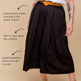 Calça Saia Alfaiataria com Botão - Preto - Uhnika
