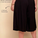 Calça Saia Alfaiataria com Botão - Preto - Uhnika