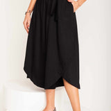 Calça Saia de Malha Barra Assimétrica - Preto - Uhnika