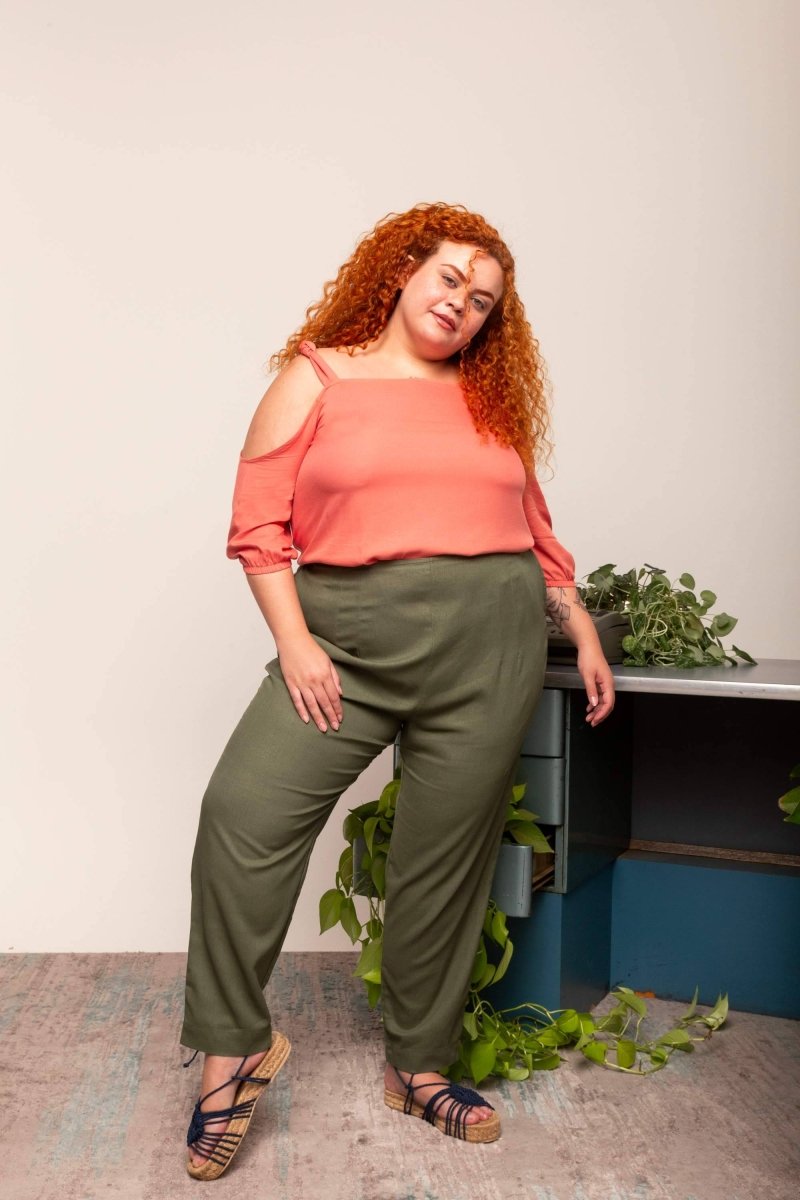 Calça Skinny de Linho - Verde - Uhnika