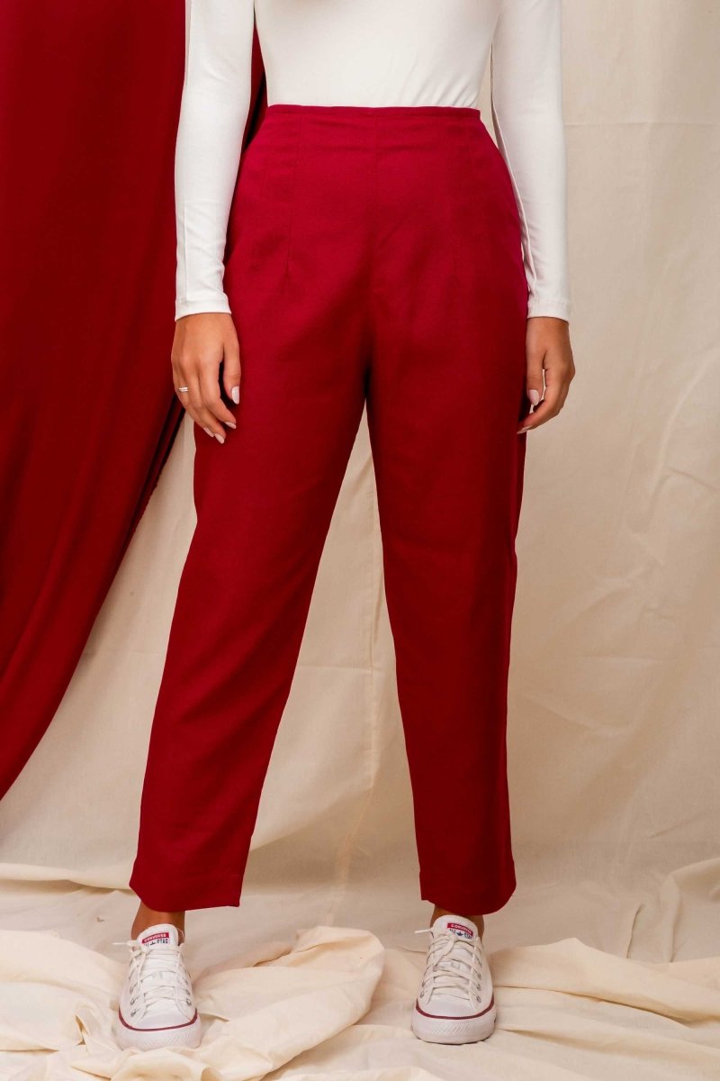 Calça Skinny de Linho - Azul Marinho - Uhnika
