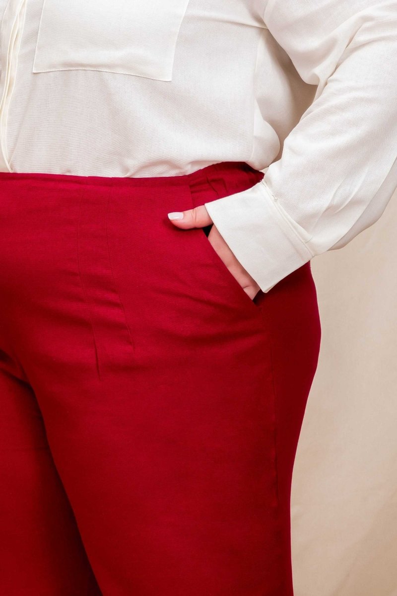 Calça Skinny de Linho - Azul Marinho - Uhnika